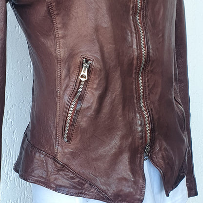 Giacca Biker in Nappa lavata vegetale - Donna